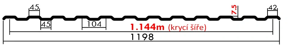 Trapézový plech 35/N plechová krytina 0,5mm přírodní pozink dl.4m