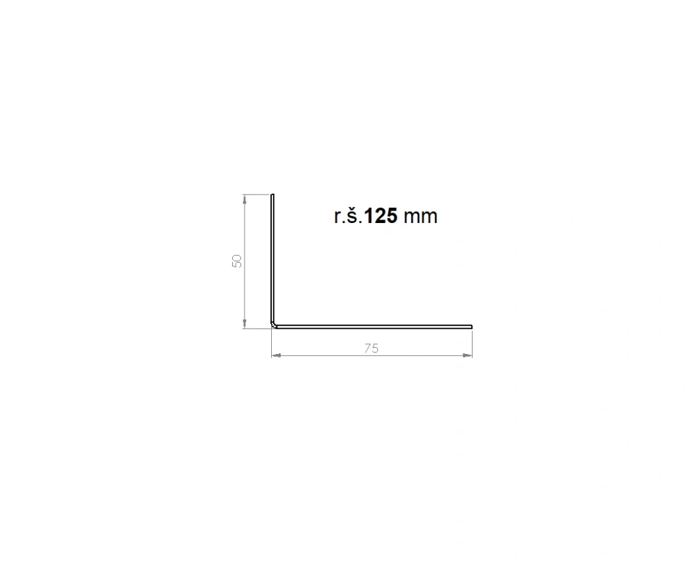 Rohová lišta r.š.125mm Al Hliník přírodní pro závětrnou lištu závěsnou dl.2m