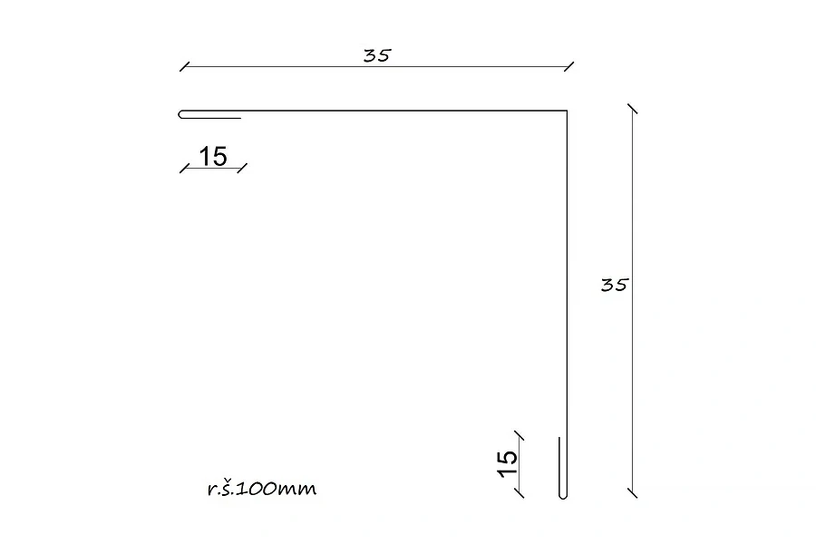 Rohová lišta s koncovým vyztužením r.š.200mm TitanZinek TiZn dl.3m