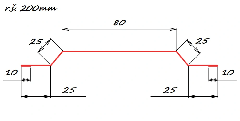Krycí lišta přítlačná kosá r.š.300mm Aluzinek AZ dl.2m