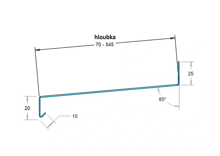 Parapet venkovní r.š.375mm Titanzinek TiZn dl.3m