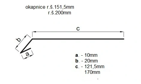 Okapnice poplastovaný plech r.š.151.5mm Viplanyl RAL 7047 tele šedá dl.2m