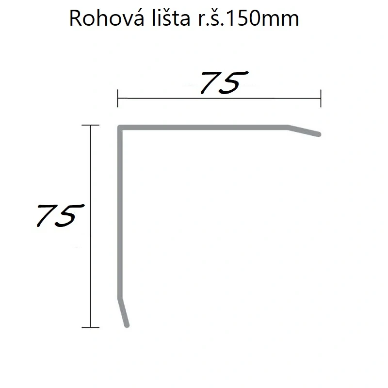 Rohová lišta r.š.150mm pozinkovaná s přihnutím ke zdi lakovaná RAL 5010 enziánová modrá s folií dl.2m