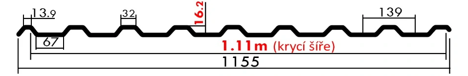 Trapézový plech 35/N plechová krytina 0,5mm přírodní pozink dl.4m