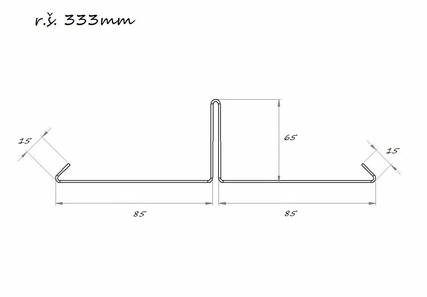 Rozdělovací střešní lišta r.š.250mm AluZinek dl.2m