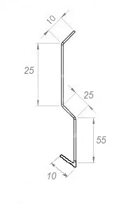 Krycí lišta stěnová r.š.125mm pozinkovaná FeZn dl.2m