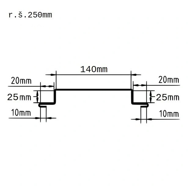 Krycí lišta přítlačná kolmo zvýšená Měděná Cu dl.2m