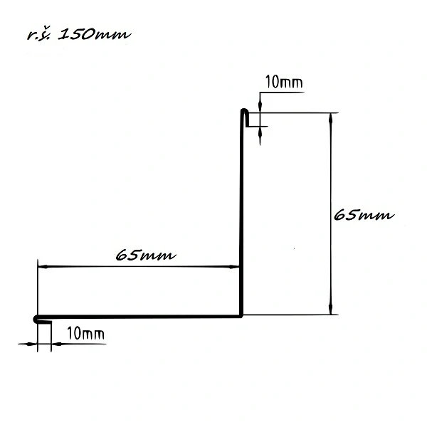 Koutová lišta s koncovým vyztužením r.š.150mm Al Hliník přírodní dl.2m