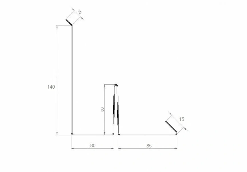 Lemování zdí klasik r.š.333mm boční s vodní drážkou pozinkované