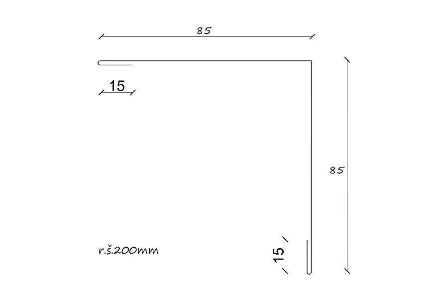 Rohová lišta r.š.100mm s koncovým vyztužením AluZinek dl.2m