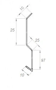 Krycí lišta stěnová r.š.125mm pozinkovaná FeZn dl.2m
