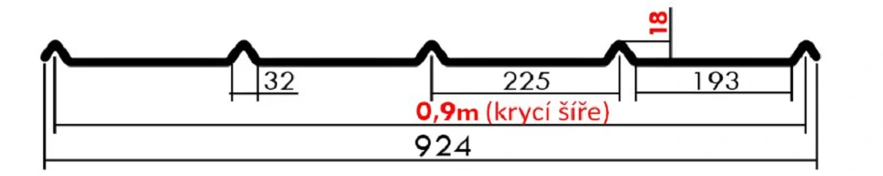 Trapézový plech 35/N plechová krytina 0,5mm přírodní pozink dl.4m